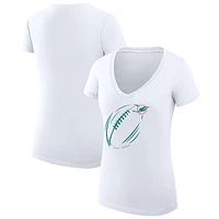 Women's G-III 4Her by Carl Banks Miami Dolphins Subtle Football Fitted V-Neck T-Shirt