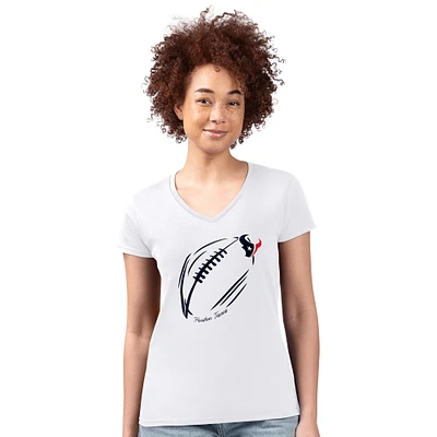 Women's G-III 4Her by Carl Banks White Houston Texans Subtle Football Fitted V-Neck T-Shirt
