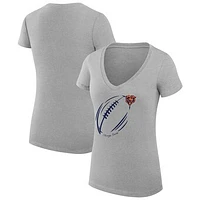 Women's G-III 4Her by Carl Banks Heather Gray Chicago Bears Subtle Football Fitted V-Neck T-Shirt