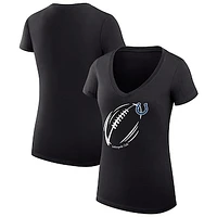 Women's G-III 4Her by Carl Banks Black Indianapolis Colts Subtle Football Fitted V-Neck T-Shirt