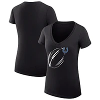 Women's G-III 4Her by Carl Banks Black Indianapolis Colts Subtle Football Fitted V-Neck T-Shirt