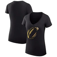 Women's G-III 4Her by Carl Banks Minnesota Vikings Subtle Football Fitted V-Neck T-Shirt