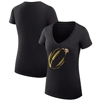 Women's G-III 4Her by Carl Banks Minnesota Vikings Subtle Football Fitted V-Neck T-Shirt