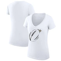 Women's G-III 4Her by Carl Banks New Orleans Saints Subtle Football Fitted V-Neck T-Shirt