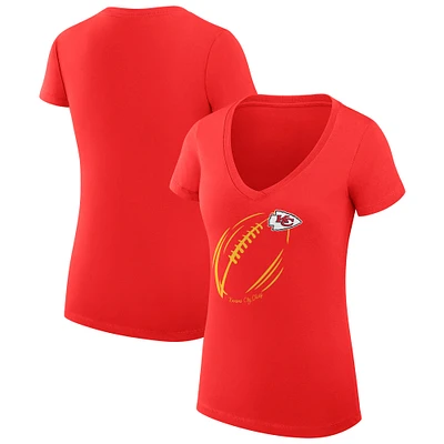 Women's G-III 4Her by Carl Banks Red Kansas City Chiefs Subtle Football Fitted V-Neck T-Shirt