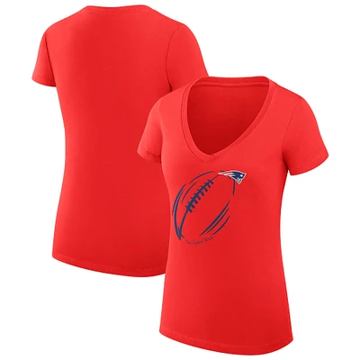Women's G-III 4Her by Carl Banks Red New England Patriots Subtle Football Fitted V-Neck T-Shirt
