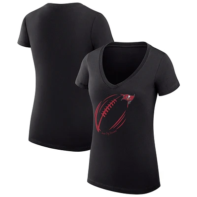 Women's G-III 4Her by Carl Banks Tampa Bay Buccaneers Subtle Football Fitted V-Neck T-Shirt