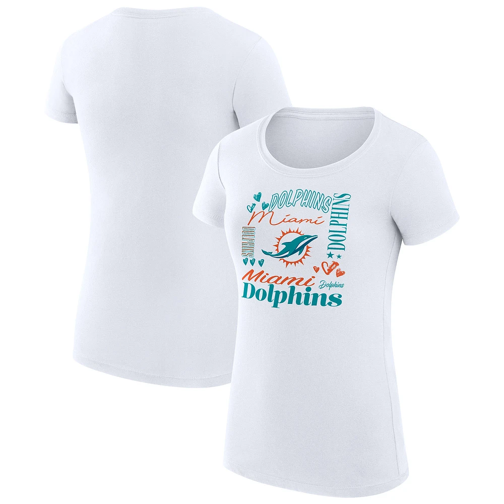 Women's G-III 4Her by Carl Banks Miami Dolphins Collage Team Fitted T-Shirt