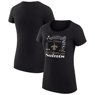 Women's G-III 4Her by Carl Banks Black New Orleans Saints Collage Team Fitted T-Shirt