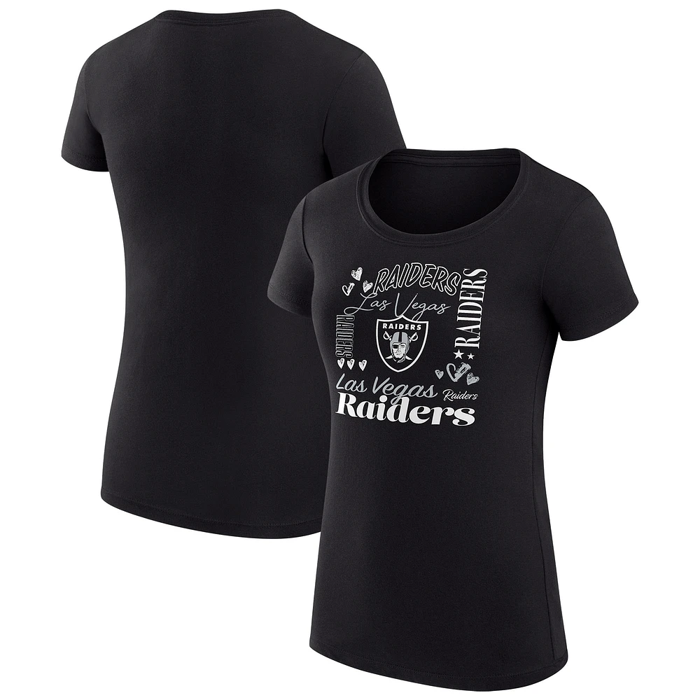 Women's G-III 4Her by Carl Banks Black Las Vegas Raiders Collage Team Fitted T-Shirt