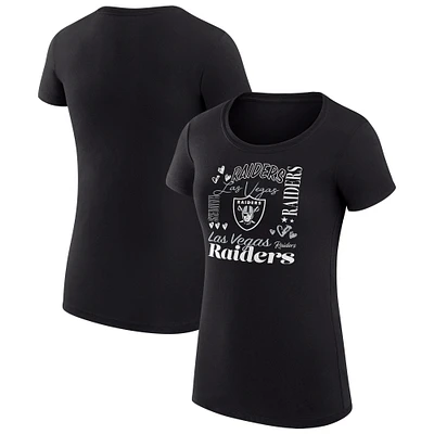 Women's G-III 4Her by Carl Banks Black Las Vegas Raiders Collage Team Fitted T-Shirt