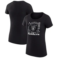 Women's G-III 4Her by Carl Banks Black Las Vegas Raiders Collage Team Fitted T-Shirt
