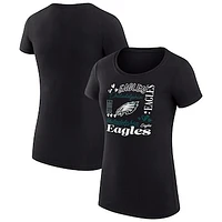 Women's G-III 4Her by Carl Banks Black Philadelphia Eagles Collage Team Fitted T-Shirt