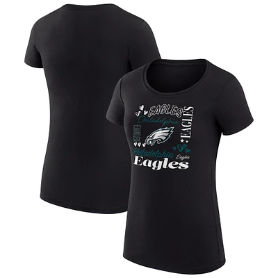 Women's G-III 4Her by Carl Banks Black Philadelphia Eagles Collage Team Fitted T-Shirt