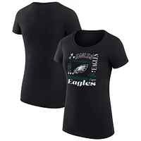 Women's G-III 4Her by Carl Banks Black Philadelphia Eagles Collage Team Fitted T-Shirt