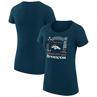 Women's G-III 4Her by Carl Banks Navy Denver Broncos Collage Team Fitted T-Shirt