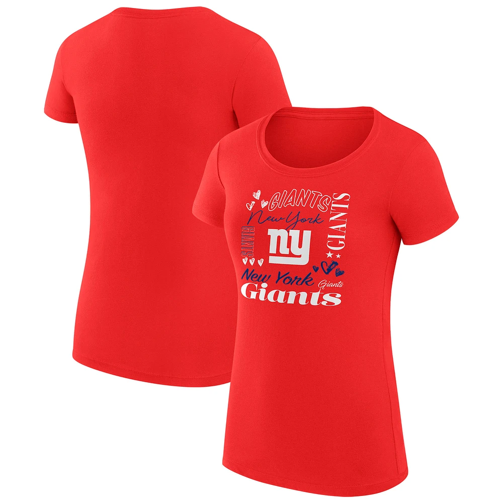 Women's G-III 4Her by Carl Banks Red New York Giants Collage Team Fitted T-Shirt