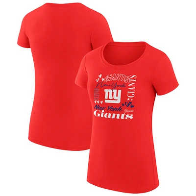 Women's G-III 4Her by Carl Banks Red New York Giants Collage Team Fitted T-Shirt
