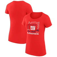 Women's G-III 4Her by Carl Banks Red New York Giants Collage Team Fitted T-Shirt