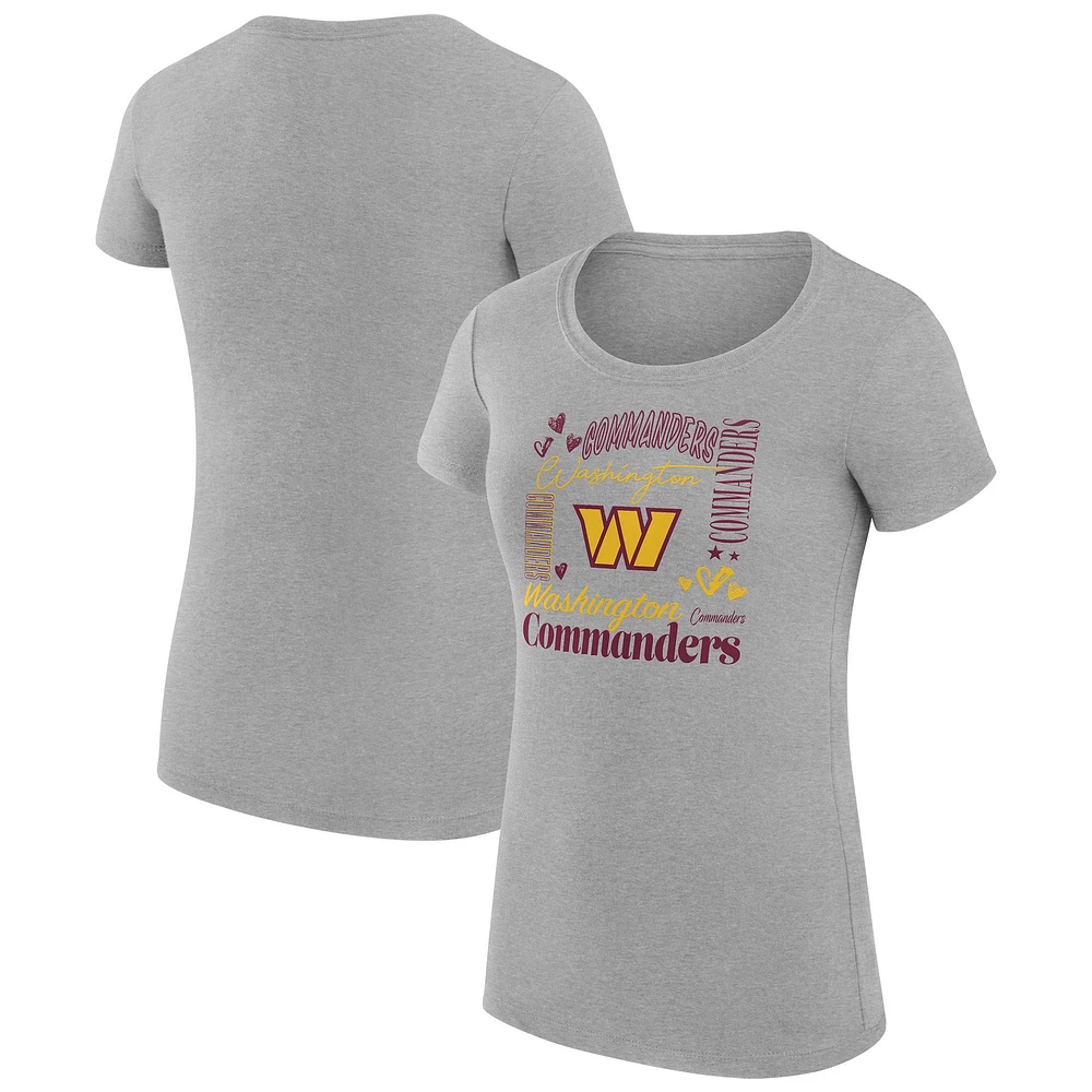 Women's G-III 4Her by Carl Banks Heather Gray Washington Commanders Collage Team Fitted T-Shirt