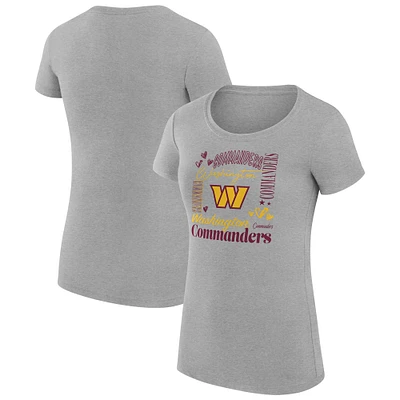 Women's G-III 4Her by Carl Banks Heather Gray Washington Commanders Collage Team Fitted T-Shirt