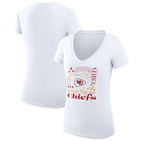 Women's G-III 4Her by Carl Banks White Kansas City Chiefs Collage Team Fitted V-Neck T-Shirt