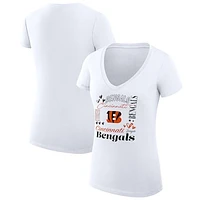 Women's G-III 4Her by Carl Banks White Cincinnati Bengals Collage Team Fitted V-Neck T-Shirt