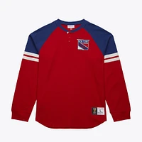 Men's Mitchell & Ness  Red New York Rangers Thermal Henley Long Sleeve T-Shirt