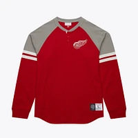 Men's Mitchell & Ness  Red Detroit Wings Thermal Henley Long Sleeve T-Shirt