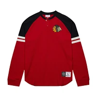 Men's Mitchell & Ness  Red Chicago Blackhawks Thermal Henley Long Sleeve T-Shirt