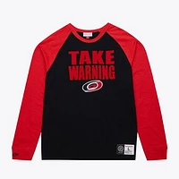 Men's Mitchell & Ness  Black/Red Carolina Hurricanes Legendary Slub Raglan Long Sleeve T-Shirt