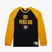 Men's Mitchell & Ness  Black/Gold Pittsburgh Penguins Legendary Slub Raglan Long Sleeve T-Shirt