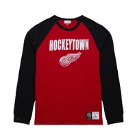 Men's Mitchell & Ness  Red/Black Detroit Red Wings Legendary Slub Raglan Long Sleeve T-Shirt