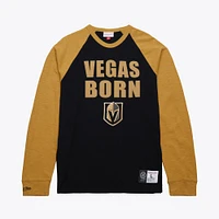 Men's Mitchell & Ness  Black/Gold Vegas Golden Knights Legendary Slub Raglan Long Sleeve T-Shirt