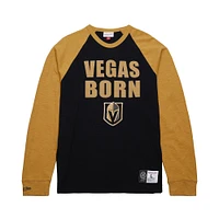 Men's Mitchell & Ness  Black/Gold Vegas Golden Knights Legendary Slub Raglan Long Sleeve T-Shirt