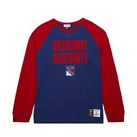 Men's Mitchell & Ness  Blue/Red New York Rangers Legendary Slub Raglan Long Sleeve T-Shirt