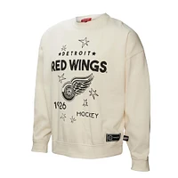 Women's Mitchell & Ness  Cream Detroit Red Wings Logo 3.0 Pullover Sweatshirt