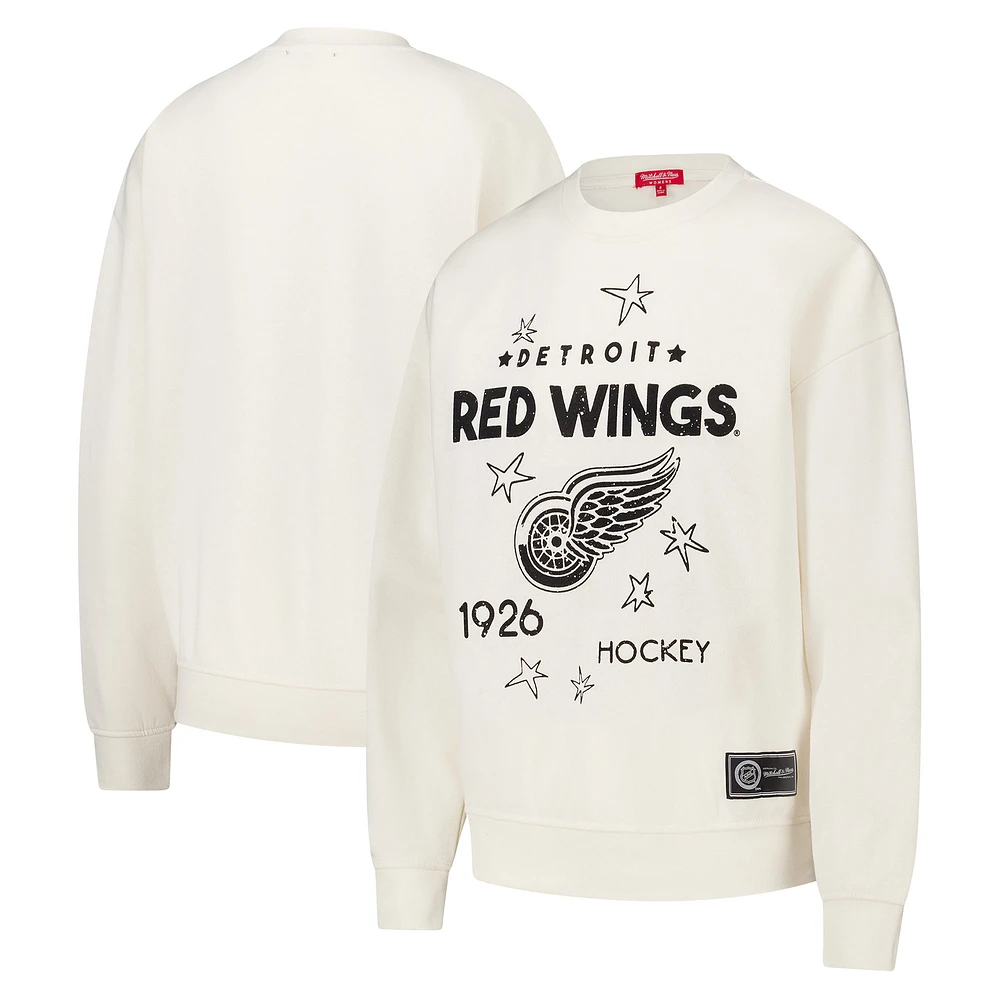 Women's Mitchell & Ness  Cream Detroit Red Wings Logo 3.0 Pullover Sweatshirt