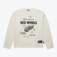 Women's Mitchell & Ness  Cream Detroit Red Wings Logo 3.0 Pullover Sweatshirt