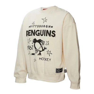 Women's Mitchell & Ness  Cream Pittsburgh Penguins Logo 3.0 Pullover Sweatshirt