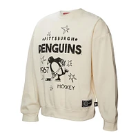 Women's Mitchell & Ness  Cream Pittsburgh Penguins Logo 3.0 Pullover Sweatshirt