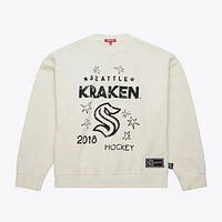 Women's Mitchell & Ness  Cream Seattle Kraken Logo 3.0 Pullover Sweatshirt