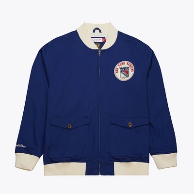 Men's Mitchell & Ness Blue New York Rangers Vintage Coaches Cotton Twill Full-Zip Jacket