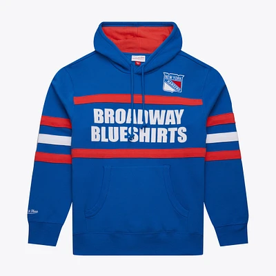 Men's Mitchell & Ness Blue New York Rangers Head Coach Slogan Pullover Hoodie