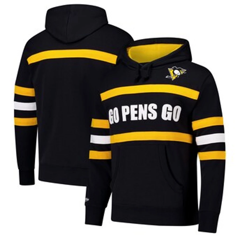 Men's Mitchell & Ness Black Pittsburgh Penguins Head Coach Slogan Pullover Hoodie