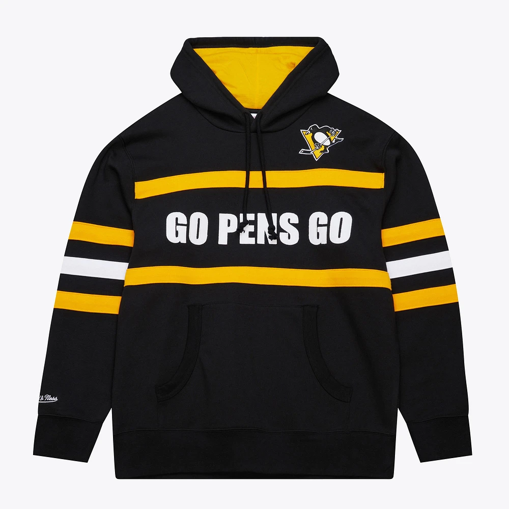 Men's Mitchell & Ness Black Pittsburgh Penguins Head Coach Slogan Pullover Hoodie