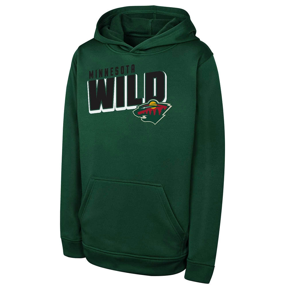 Youth  Green Minnesota Wild Cyber Punk Performance Hoodie