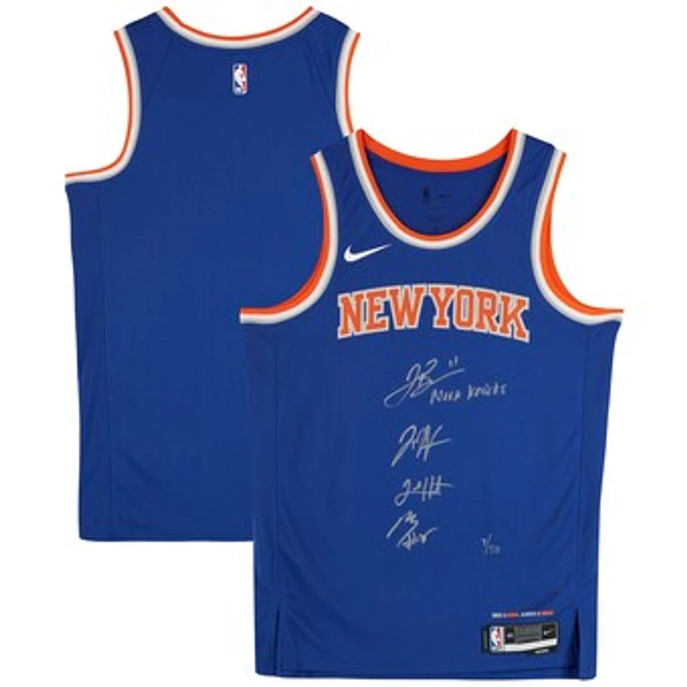 Jalen Brunson, Josh Hart, Mikal Bridges & Donte DiVincenzo New York Knicks Autographed Nike Blue Icon Swingman Jersey with "Nova Knicks" Inscription - Limited Edition of 50