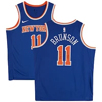 Jalen Brunson New York Knicks Autographed Nike Blue Icon Swingman Jersey with "King of NY" Inscription