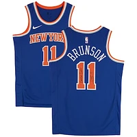 Jalen Brunson New York Knicks Autographed Nike Blue Icon Swingman Jersey with "Brunson Burner" Inscription